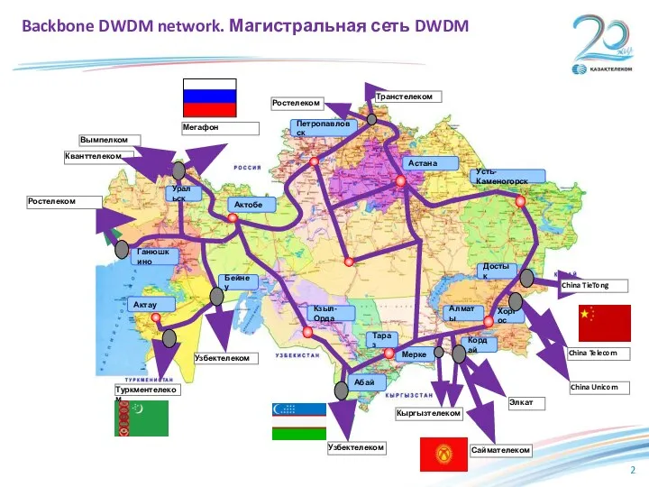 Астана Хоргос Кордай Бейнеу Достык Мерке Петропавловск China Telecom China Unicom China