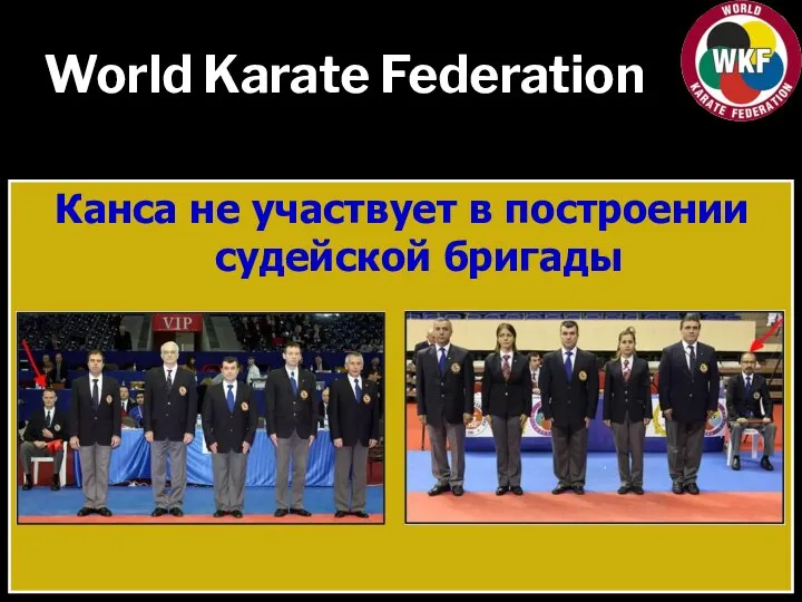 World Karate Federation Канса не участвует в построении судейской бригады