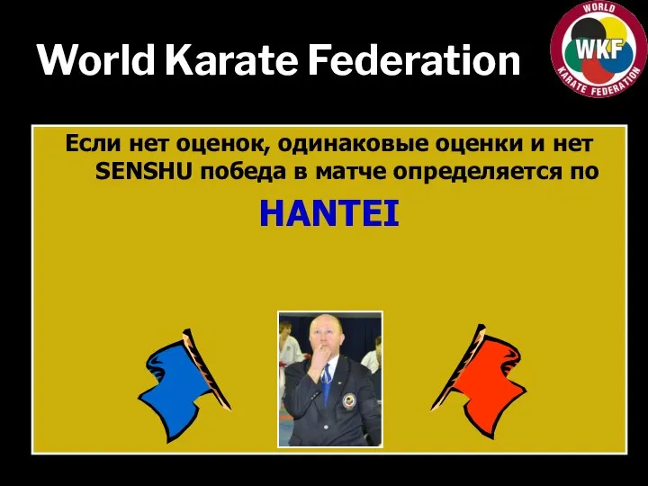 World Karate Federation Если нет оценок, одинаковые оценки и нет SENSHU победа