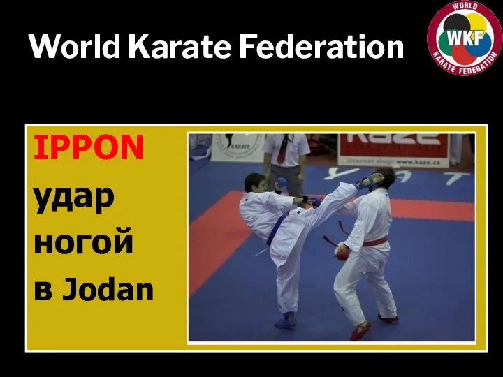 World Karate Federation IPPON удар ногой в Jodan