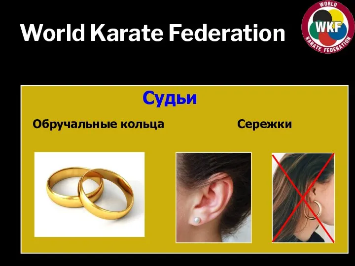 World Karate Federation Судьи Обручальные кольца Сережки