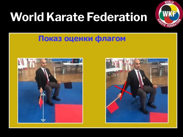 World Karate Federation Показ оценки флагом