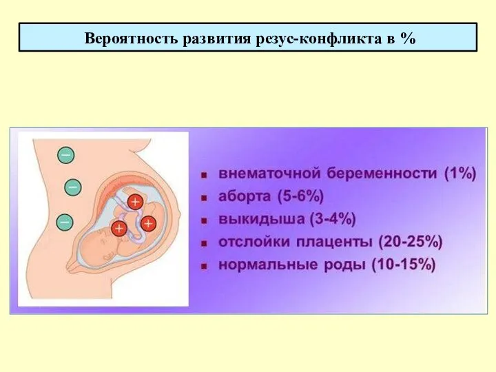 Вероятность развития резус-конфликта в %