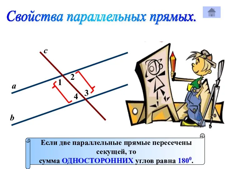 1 с Р 2 3 4 а b Если две параллельные прямые