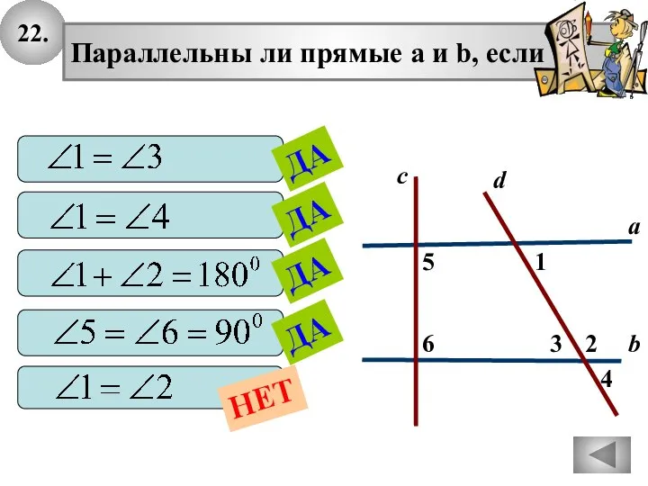 22. 2 1 4 с 3 6 5 а b Параллельны ли