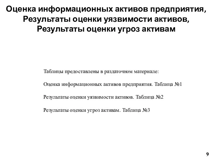 Оценка информационных активов предприятия, Результаты оценки уязвимости активов, Результаты оценки угроз активам