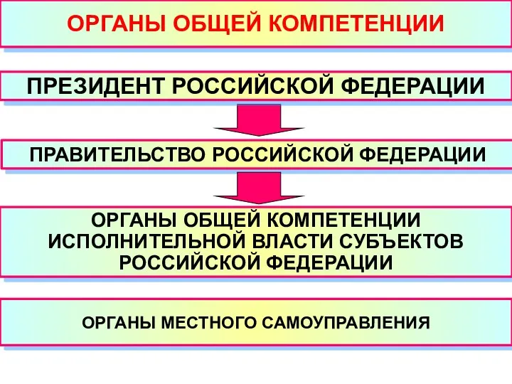 ОРГАНЫ ОБЩЕЙ КОМПЕТЕНЦИИ ПРЕЗИДЕНТ РОССИЙСКОЙ ФЕДЕРАЦИИ ПРАВИТЕЛЬСТВО РОССИЙСКОЙ ФЕДЕРАЦИИ ОРГАНЫ ОБЩЕЙ КОМПЕТЕНЦИИ