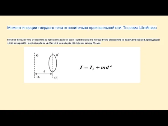 Момент инерции твердого тела относительно произвольной оси. Теорема Штейнера Момент инерции тела