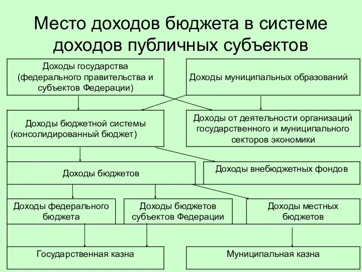 Место доходов бюджета в системе доходов публичных субъектов