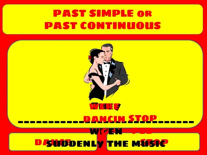 PAST SIMPLE or PAST CONTINUOUS dance stop They _____________________________ when suddenly the
