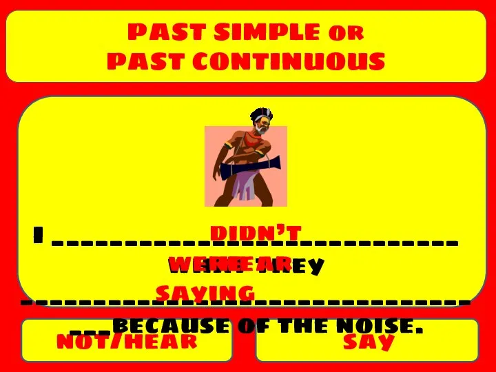 PAST SIMPLE or PAST CONTINUOUS not/hear say I ____________________________ what they __________________________________because