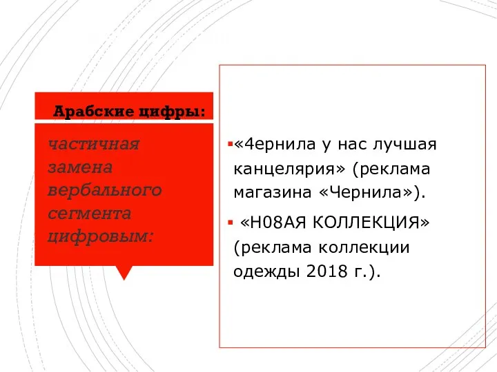 Примеры рекламных текстов, содержащих элементы параграфемики «4ернила у нас лучшая канцелярия» (реклама