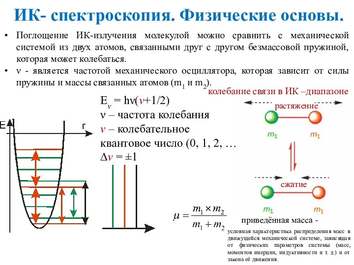 Ev = hν(v+1/2) ν – частота колебания v – колебательное квантовое число