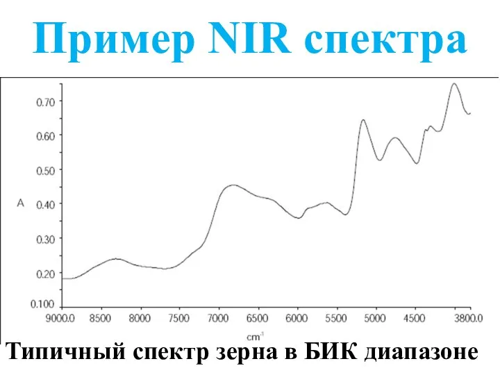 Пример NIR спектра Типичный спектр зерна в БИК диапазоне