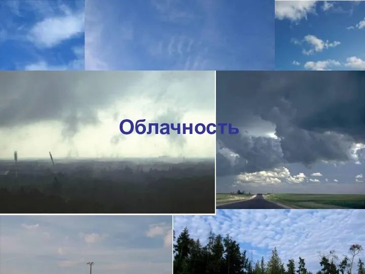 Облачность – количество облаков на небесном своде, выраженное в баллах, то есть