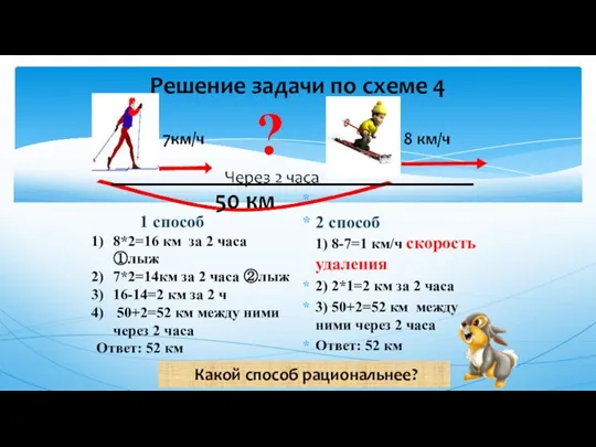 Решение задачи по схеме 4 1 способ 8*2=16 км за 2 часа