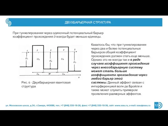 ДВУХБАРЬЕРНАЯ СТРУКТУРА Рис. 6 - Двухбарьерная квантовая структура Казалось бы, что при