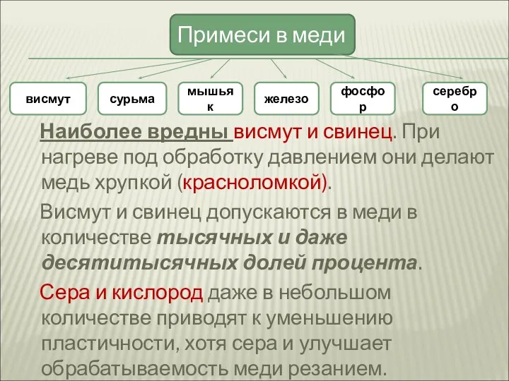 Наиболее вредны висмут и свинец. При нагреве под обработку давлением они делают