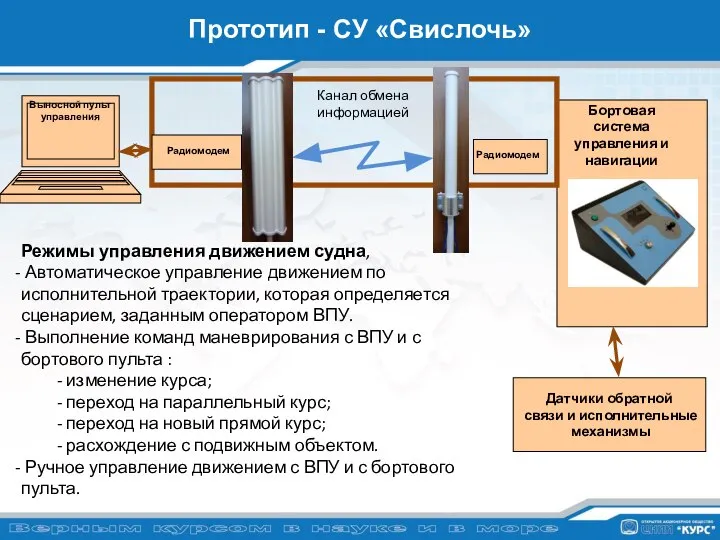 Прототип - СУ «Свислочь» Режимы управления движением судна, Автоматическое управление движением по