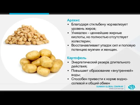 Арахис Благодаря стильбену нормализует уровень жиров; Уникален – ценнейшие жирные кислоты, но