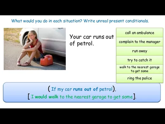 What would you do in each situation? Write unreal present conditionals. call