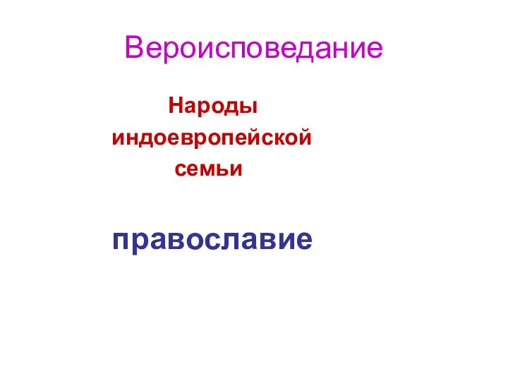 Вероисповедание Народы индоевропейской семьи православие