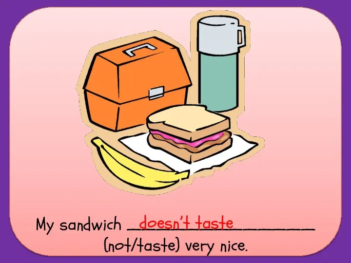 My sandwich _____________ (not/taste) very nice. doesn’t taste