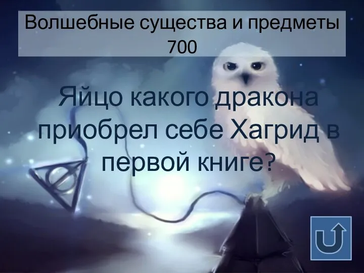 Волшебные существа и предметы 700 Яйцо какого дракона приобрел себе Хагрид в первой книге?