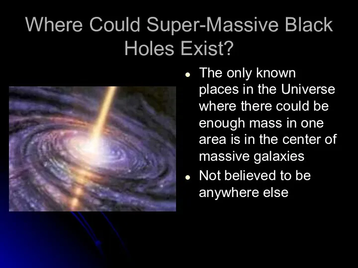 Where Could Super-Massive Black Holes Exist? The only known places in the