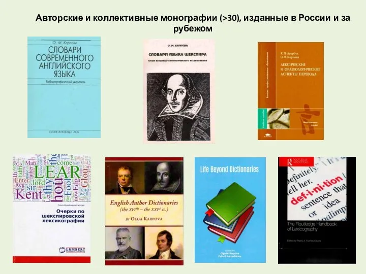 Авторские и коллективные монографии (>30), изданные в России и за рубежом