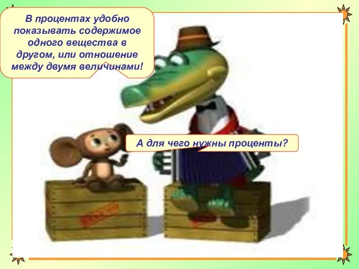 А для чего нужны проценты? В процентах удобно показывать содержимое одного вещества