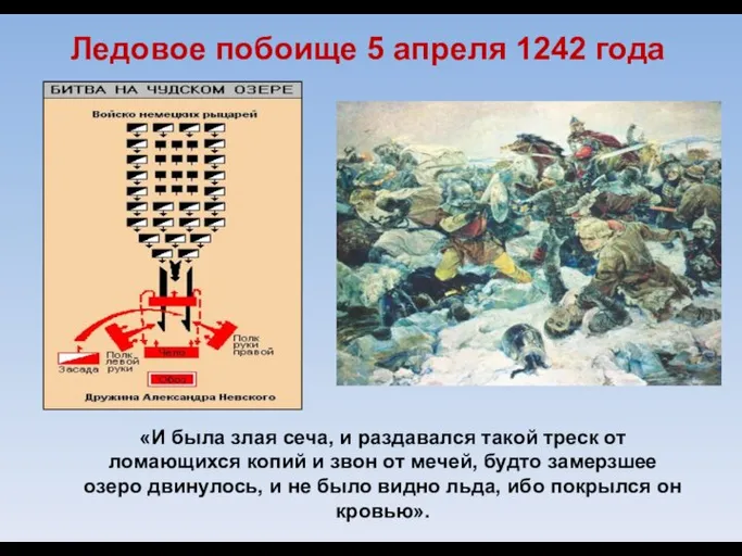 «И была злая сеча, и раздавался такой треск от ломающихся копий и