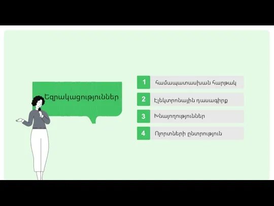 Եզրակացություններ համապատասխան հարթակ 1 3 2 4 Էլեկտրոնային դասագիրք Խնայողություններ Ոլորտների ընտրություն