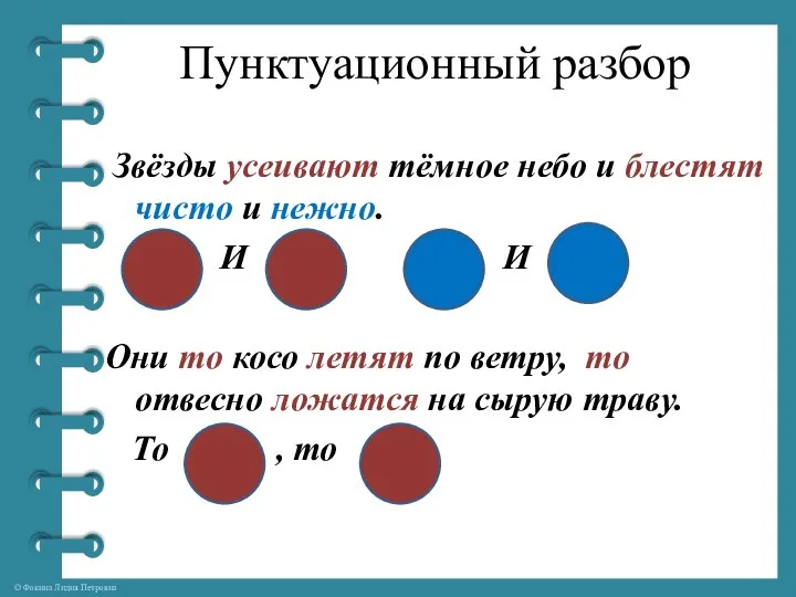 Пунктуационный разбор Звёзды усеивают тёмное небо и блестят чисто и нежно. И