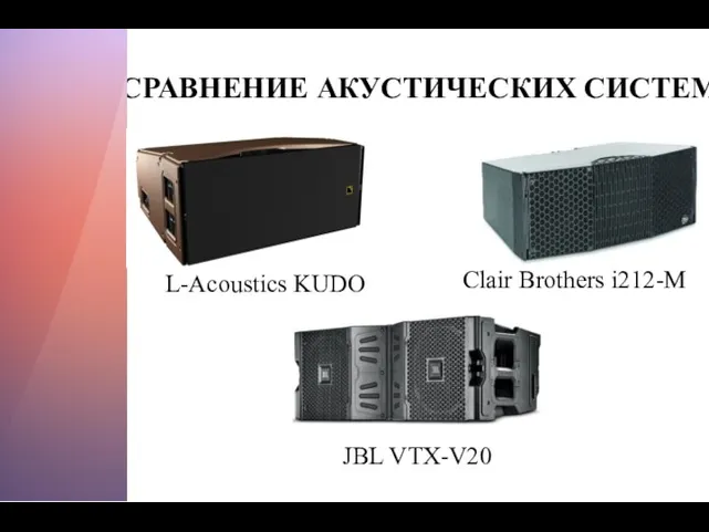 СРАВНЕНИЕ АКУСТИЧЕСКИХ СИСТЕМ L-Acoustics KUDO JBL VTX-V20 Clair Brothers i212-M