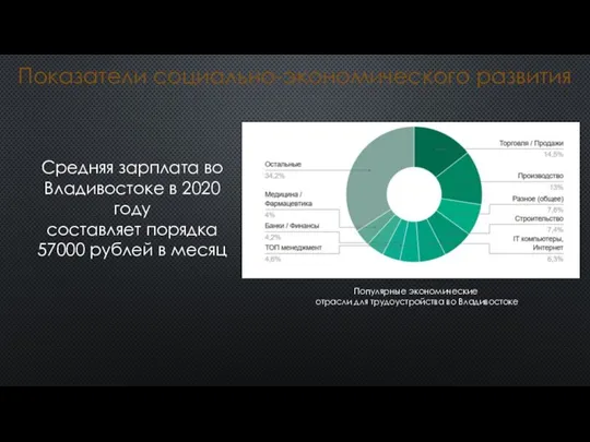 Показатели социально-экономического развития Популярные экономические отрасли для трудоустройства во Владивостоке Средняя зарплата