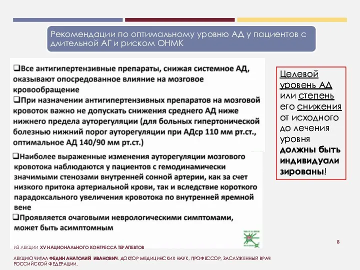 ИЗ ЛЕКЦИИ XV НАЦИОНАЛЬНОГО КОНГРЕССА ТЕРАПЕВТОВ ЛЕКЦИЮ ЧИТАЛ ФЕДИН АНАТОЛИЙ ИВАНОВИЧ. ДОКТОР