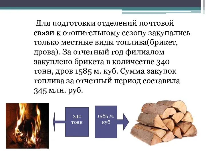 Для подготовки отделений почтовой связи к отопительному сезону закупались только местные виды