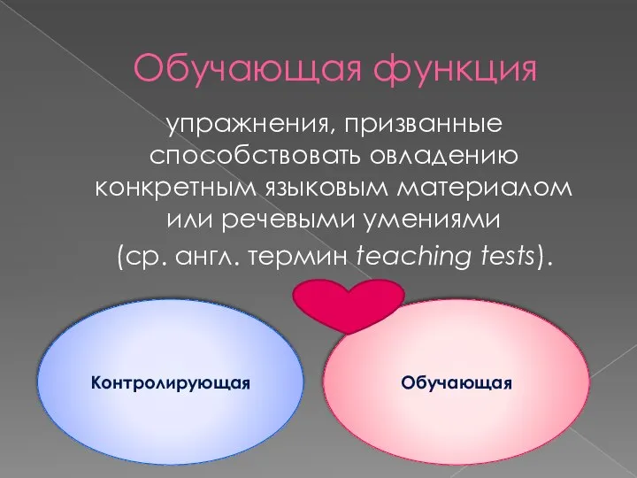 Обучающая функция упражнения, призванные способствовать овладению конкретным языковым материалом или речевыми умениями