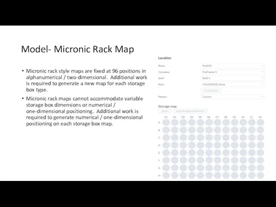 Model- Micronic Rack Map Micronic rack style maps are fixed at 96