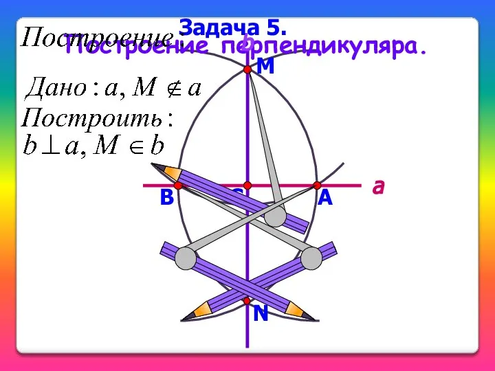 Построение перпендикуляра. a b М Задача 5. A B N C