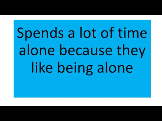 Spends a lot of time alone because they like being alone