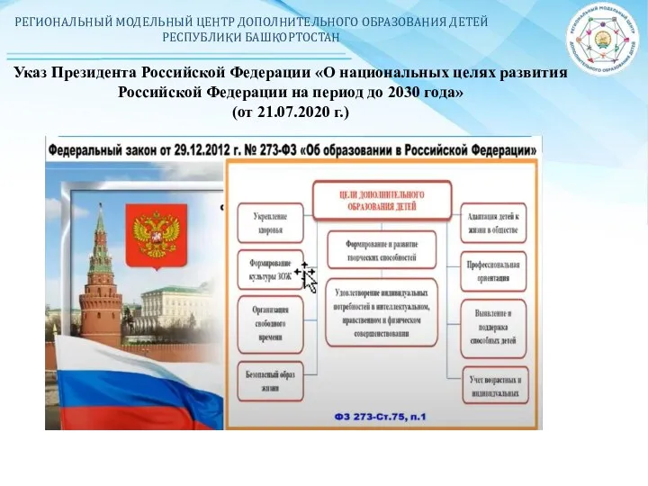 РЕГИОНАЛЬНЫЙ МОДЕЛЬНЫЙ ЦЕНТР ДОПОЛНИТЕЛЬНОГО ОБРАЗОВАНИЯ ДЕТЕЙ РЕСПУБЛИКИ БАШКОРТОСТАН Указ Президента Российской Федерации