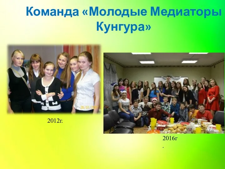 2012г. Команда «Молодые Медиаторы Кунгура» 2016г.