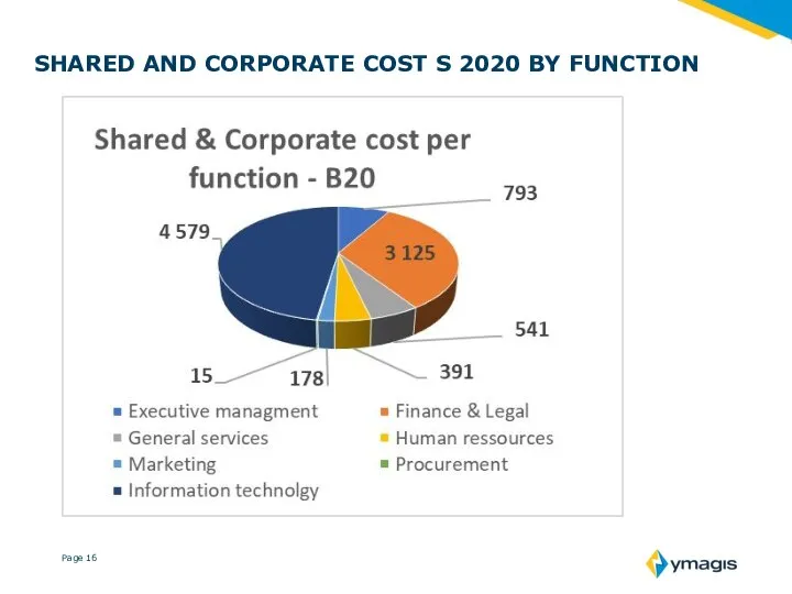 SHARED AND CORPORATE COST S 2020 BY FUNCTION