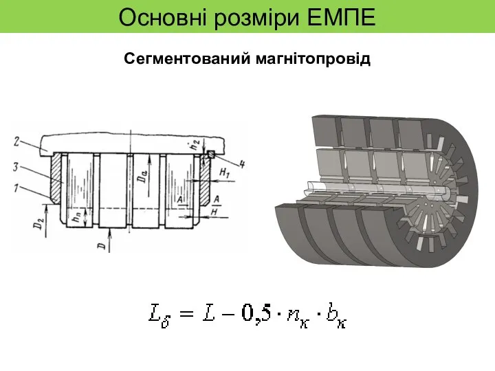 Основні розміри ЕМПЕ Сегментований магнітопровід