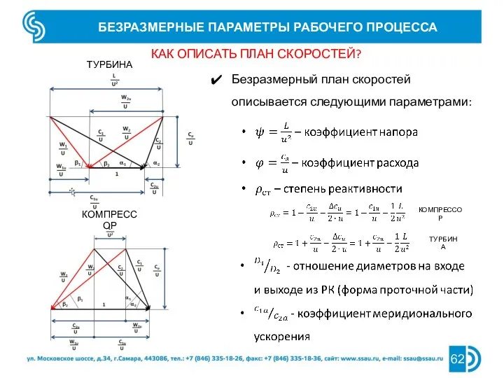 БЕЗРАЗМЕРНЫЕ ПАРАМЕТРЫ РАБОЧЕГО ПРОЦЕССА КАК ОПИСАТЬ ПЛАН СКОРОСТЕЙ? Безразмерный план скоростей описывается