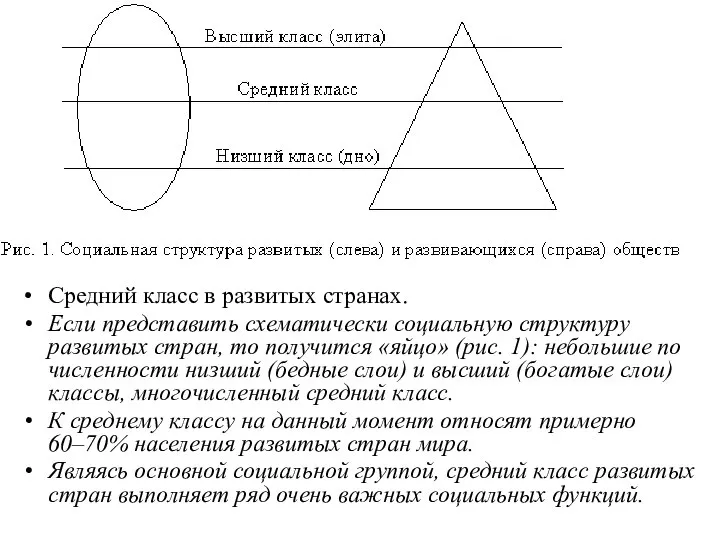 Средний класс в развитых странах. Если представить схематически социальную структуру развитых стран,