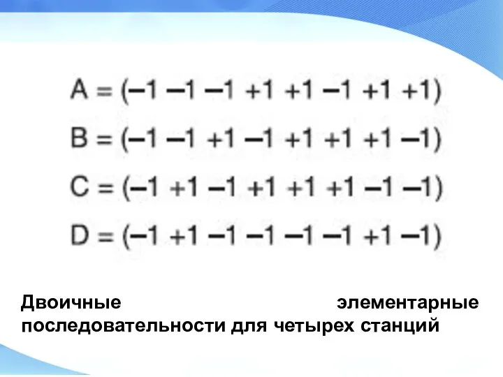 Двоичные элементарные последовательности для четырех станций