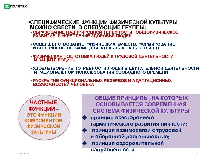 23.05.2016 СПЕЦИФИЧЕСКИЕ ФУНКЦИИ ФИЗИЧЕСКОЙ КУЛЬТУРЫ МОЖНО СВЕСТИ В СЛЕДУЮЩИЕ ГРУППЫ: ОБРАЗОВАНИЕ НАДПРИРОДНОЙ